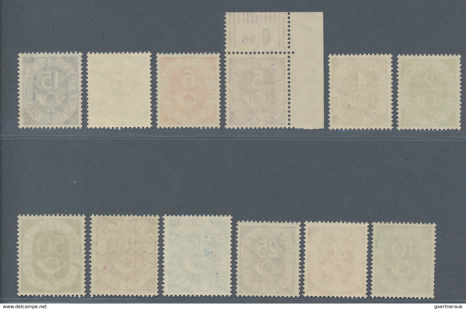 Bundesrepublik Deutschland: 1951, 2 Pf Bis 90 Pf Posthornsatz Postfrisch Komplett In Normaler Bis üb - Brieven En Documenten