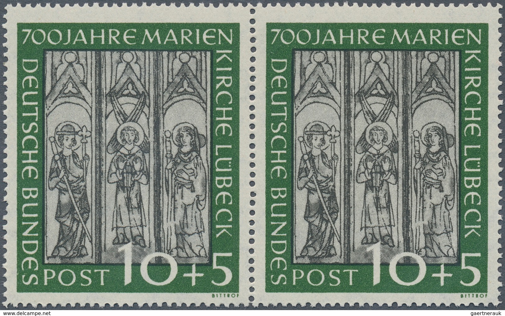 Bundesrepublik Deutschland: 1951, 700 Jahre Marienkirche 10+5 (Pf) Im Ungefalteten Waagerechten Paar - Brieven En Documenten