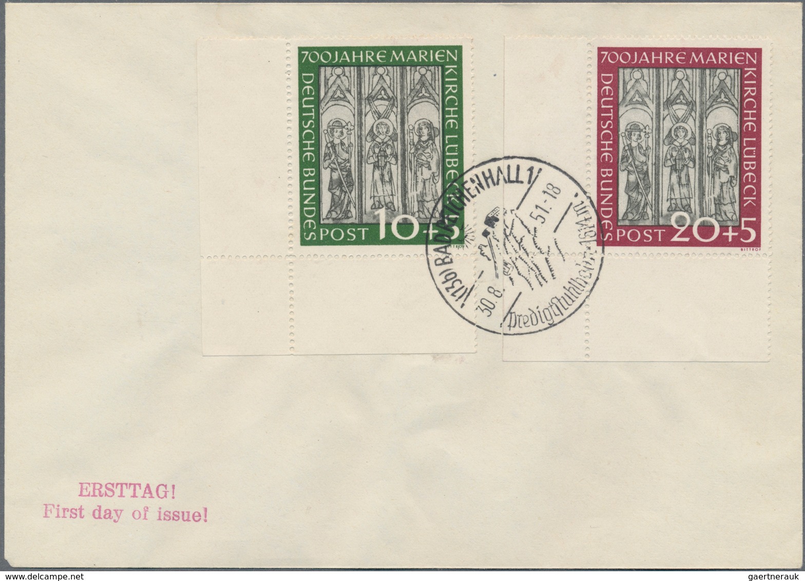 Bundesrepublik Deutschland: 1951, Marienkirche, Komplette Ausgabe, Zwei Perfekte Linke Luxus-Bogenec - Brieven En Documenten