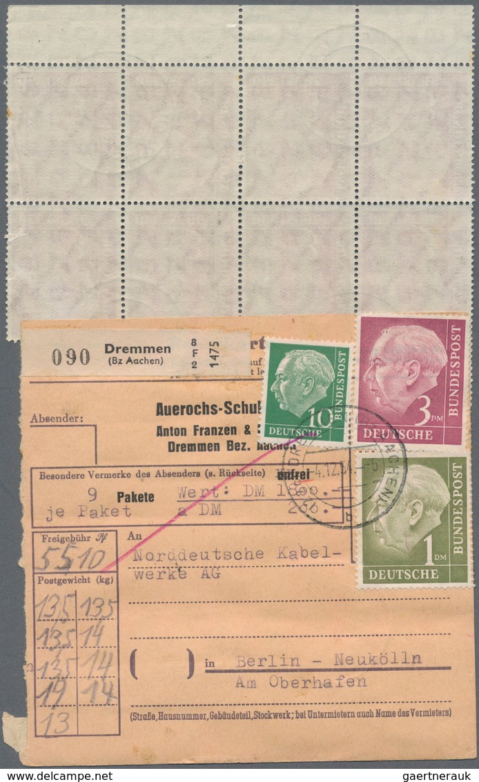 Bundesrepublik Deutschland: 1954, 18 X 3 DM Heuss, Davon 17 Stück Rückseitig Als Bogenteil Und Eine - Brieven En Documenten