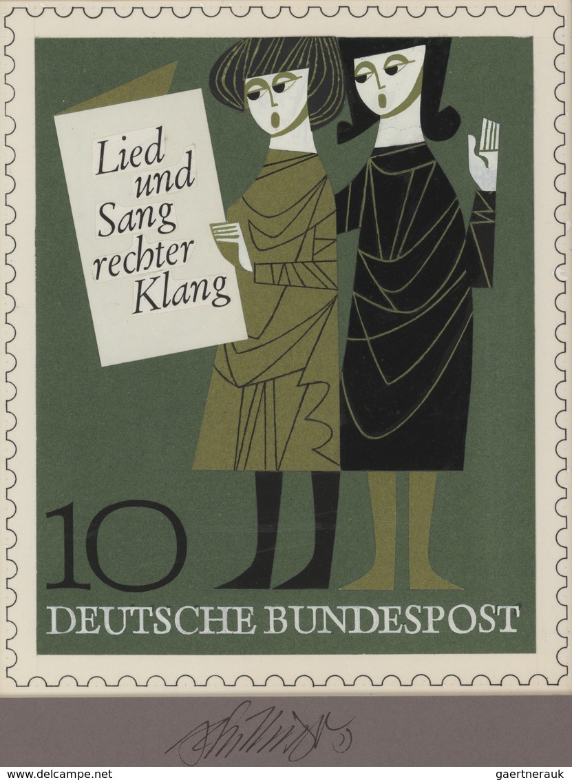 Bundesrepublik Deutschland: 1962, Nicht Angenommener Künstlerentwurf (17x20,5) Von Prof. H.Schilling - Brieven En Documenten