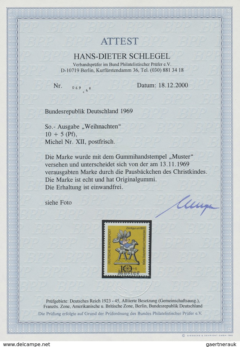 Bundesrepublik Deutschland: 1969, 10 + 5 Pfg. Weihnachten Mit Violettem "Muster"-Handstempel-Aufdruc - Brieven En Documenten