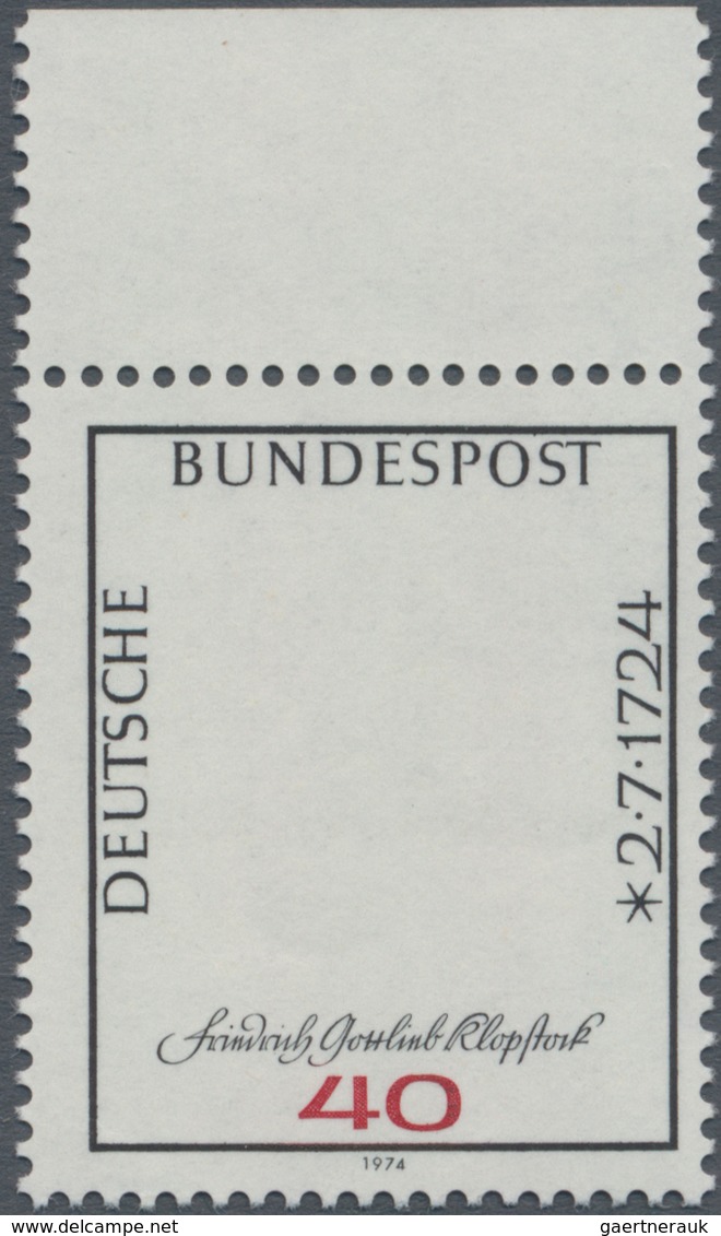 Bundesrepublik Deutschland: 1974, 40 Pf Klopstock, Marke Vom Oberrand Mit Abart "FEHLENDER SCHWARZER - Brieven En Documenten