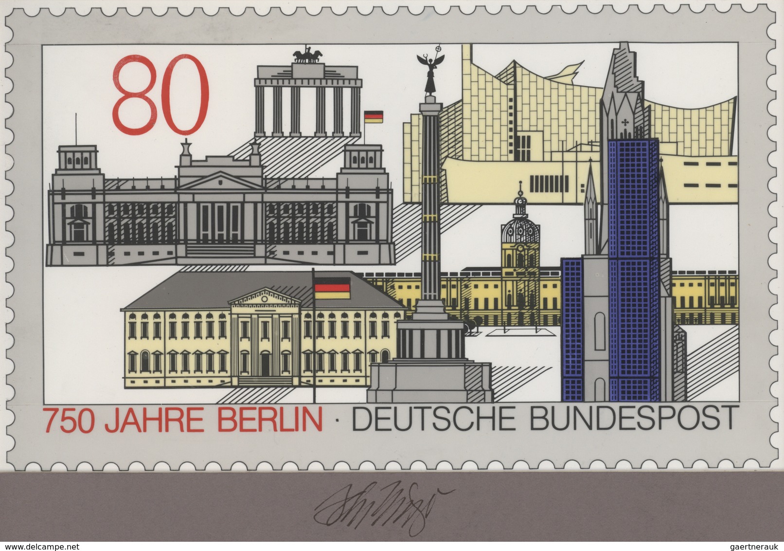 Bundesrepublik Deutschland: 1987, Nicht Angenommener Künstlerentwurf (26x15,5) Von Prof. H.Schilling - Brieven En Documenten