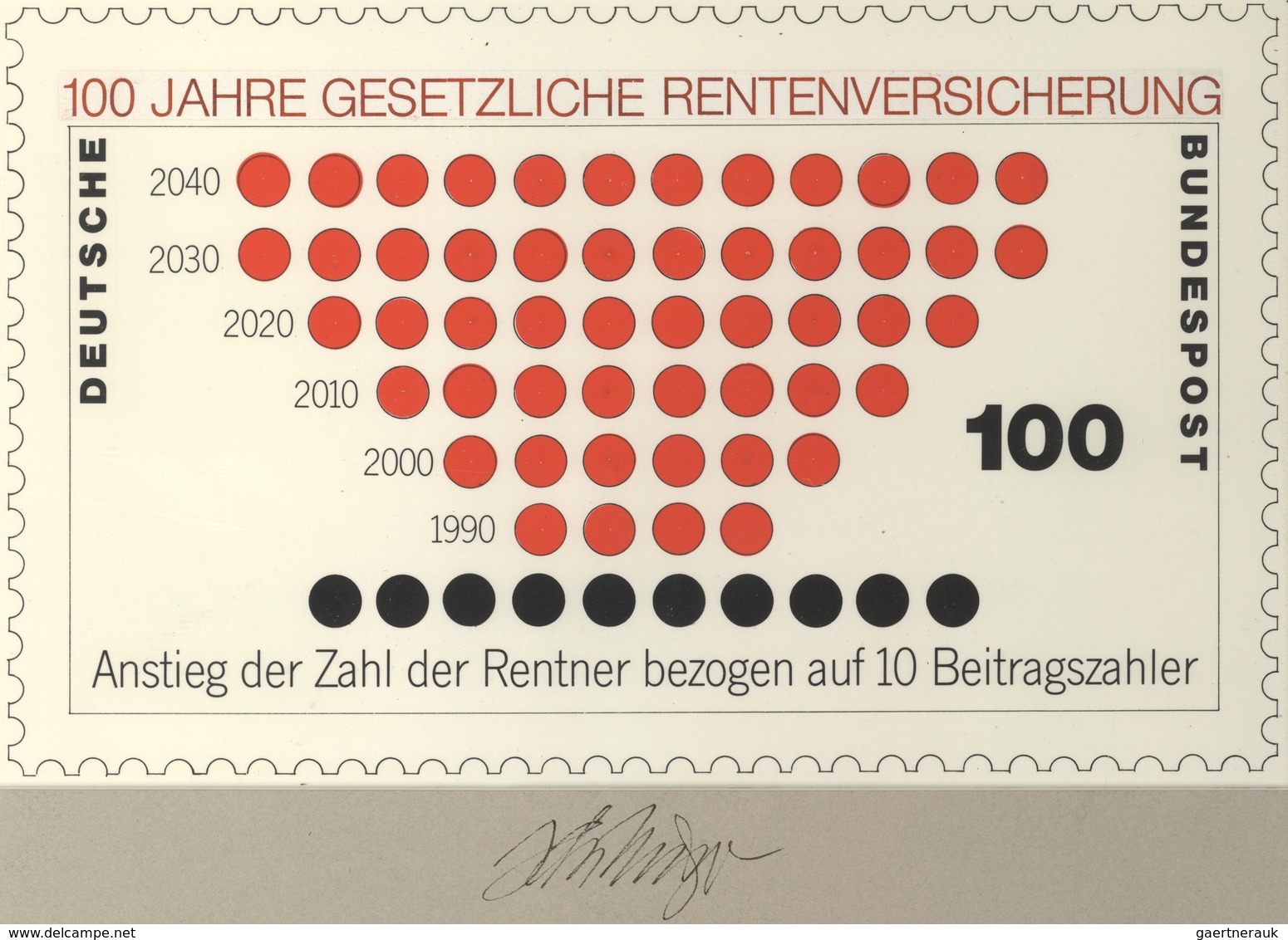 Bundesrepublik Deutschland: 1990, Nicht Angenommener Künstlerentwurf (26x15,5) Von Prof. H.Schilling - Briefe U. Dokumente