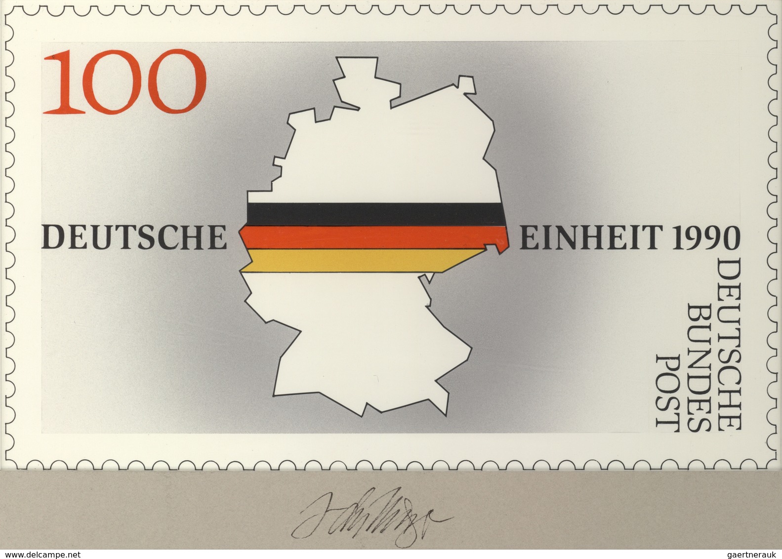 Bundesrepublik Deutschland: 1990, Nicht Angenommener Künstlerentwurf (26x15,5) Von Prof. H.Schilling - Brieven En Documenten