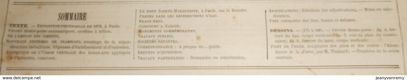 La Semaine Des Constructeurs. N°17. 4 Novembre 1876. Nouveaux Systèmes De Tramways. Concours à Saïgon. Pont De Pesth. - Revues Anciennes - Avant 1900