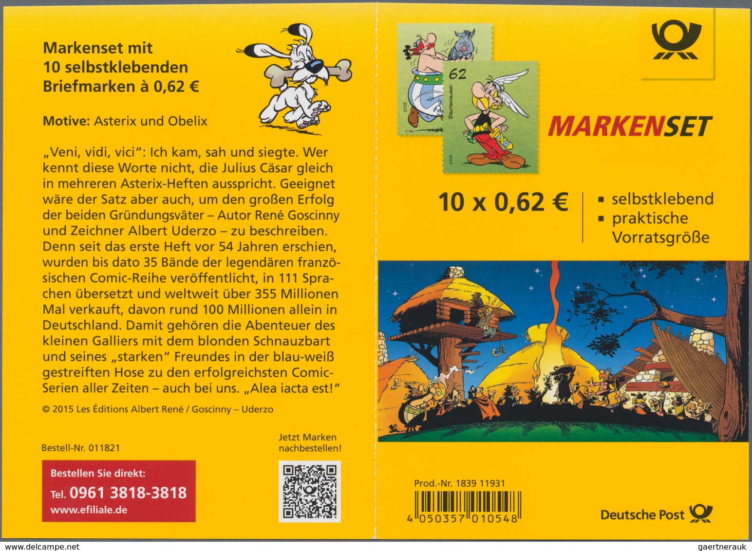 Bundesrepublik - Markenheftchen: 2015, Markenheftchen Asterix Ungestanzt, Sauber Postfrisches Heftch - Andere & Zonder Classificatie