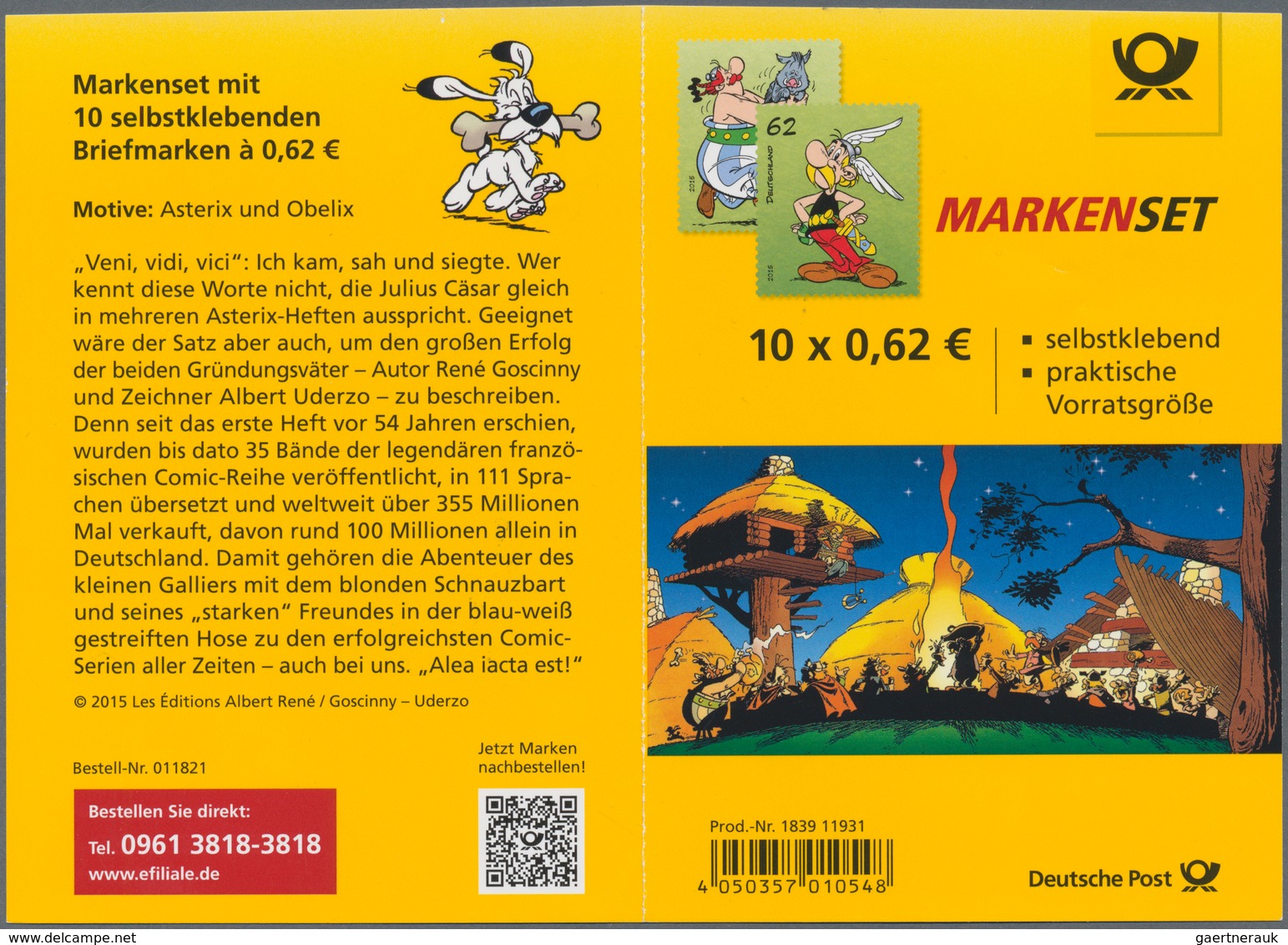 Bundesrepublik - Markenheftchen: 2015, Markenheftchen Asterix Ungestanzt, Sauber Postfrisches Heftch - Andere & Zonder Classificatie