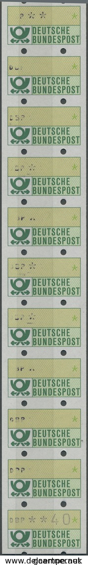 Bundesrepublik - Automatenmarken: 1981, 40 Pf Im 11er-Streifen Mit 2 Rückseitigen Zählnummern, Unter - Automaatzegels [ATM]