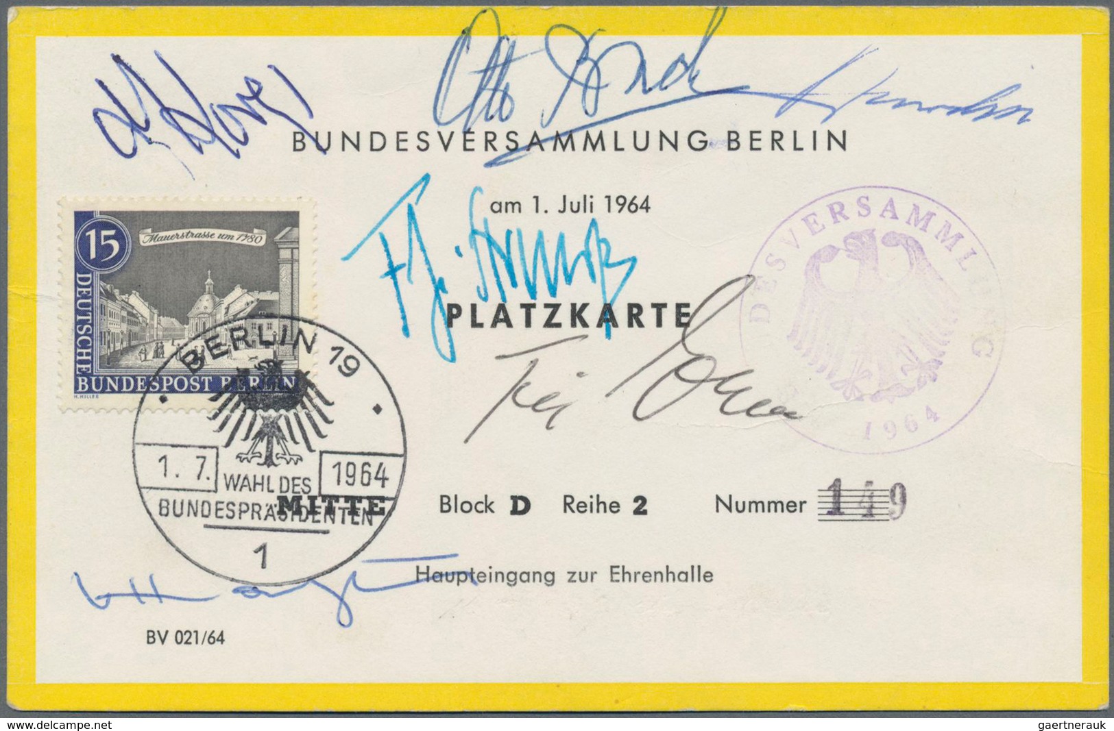 Autographen: LÜBKE: 1964/65, Bundespräsident H. Lübke 2x Je Auf Autogrammkarte Der Queen Mit SST Anl - Andere & Zonder Classificatie