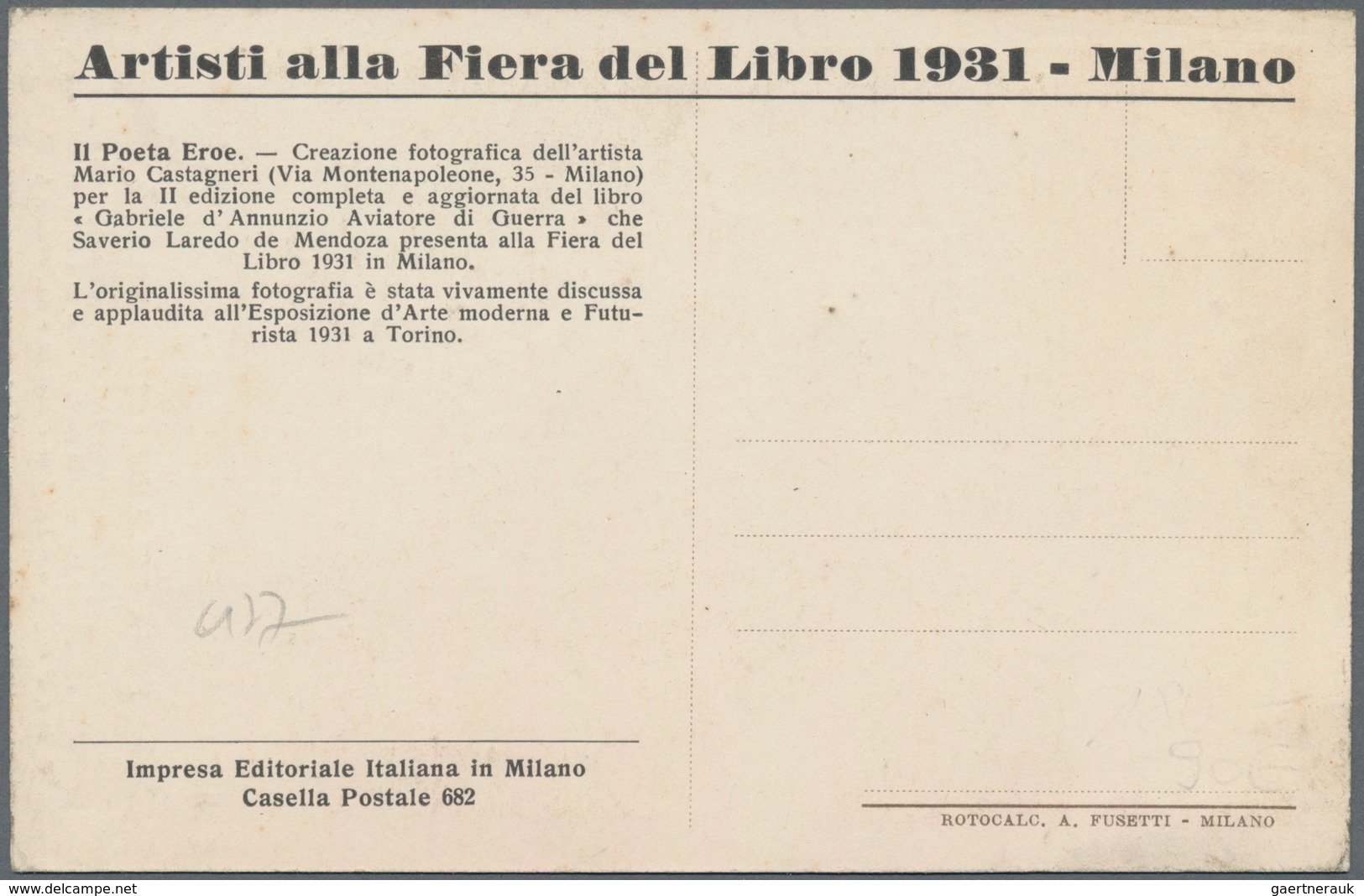 Ansichtskarten: Künstler / Artists: CASTAGNERI, Mario (1892-1940), Italienischer Futuristischer Foto - Non Classés