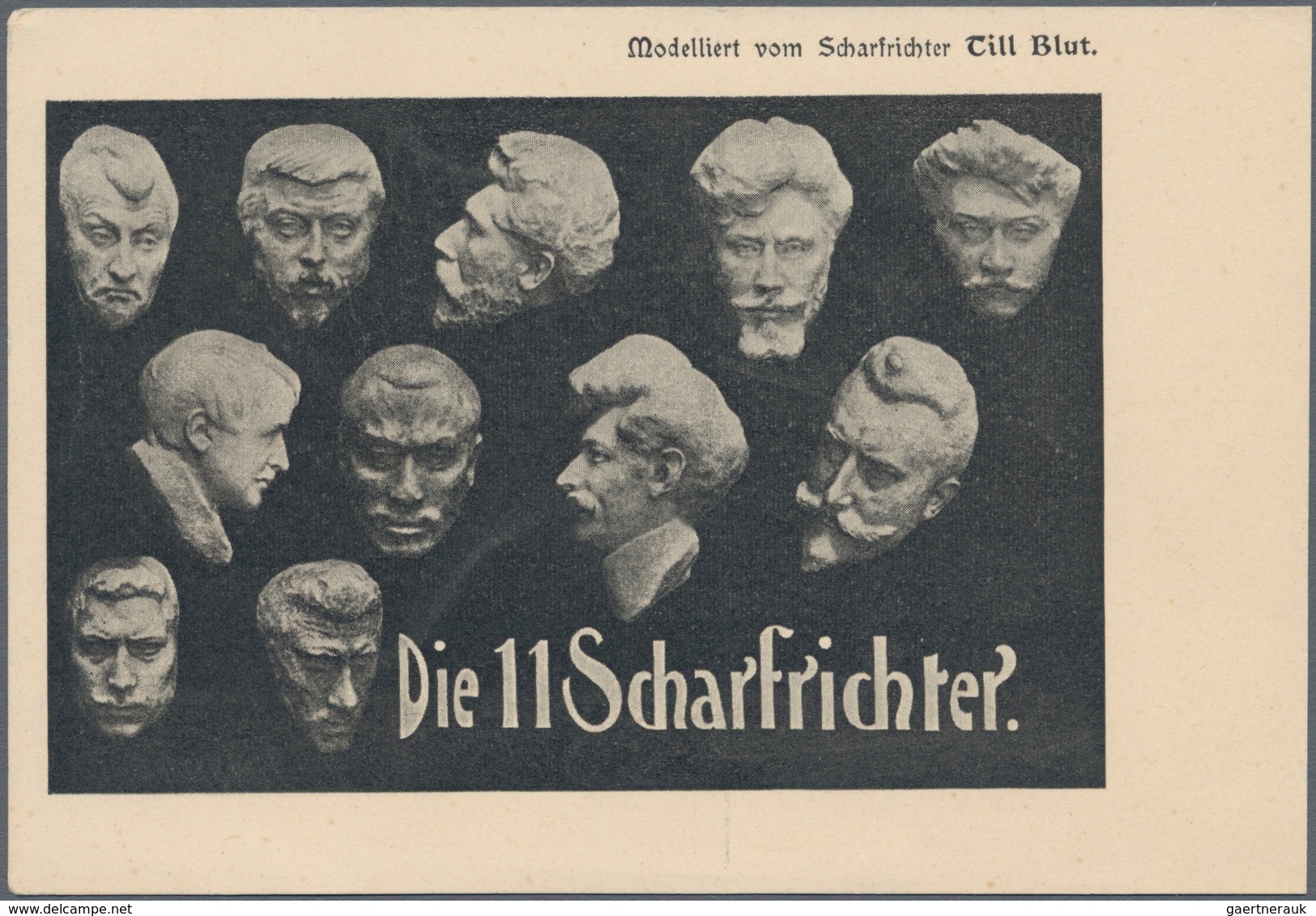 Ansichtskarten: Künstler / Artists: DIE ELF SCHARFRICHTER, "Modelliert Vom Scharfrichter Till Blut ( - Zonder Classificatie