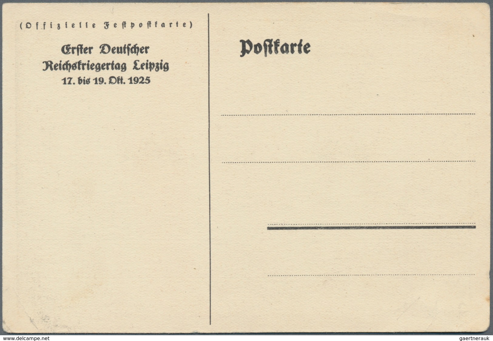 Ansichtskarten: Politik / Politics: Deutschland 1925, Farbkarte "1. Allgem. Deutscher Reichskrieger- - Figuren