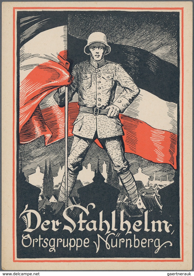 Ansichtskarten: Politik / Politics: 1928 Ca., "Der Stahlhelm Ortsgruppe Nürnberg", Großformatige Kol - Personaggi