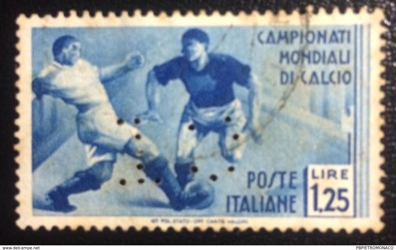 REGNO ITALIA  - 2º Campionato Mondiale Di Calcio Emesso Il 24 Maggio 1934 1,25 L. - Scarto-  Perforé Perfin Perforato - Oblitérés
