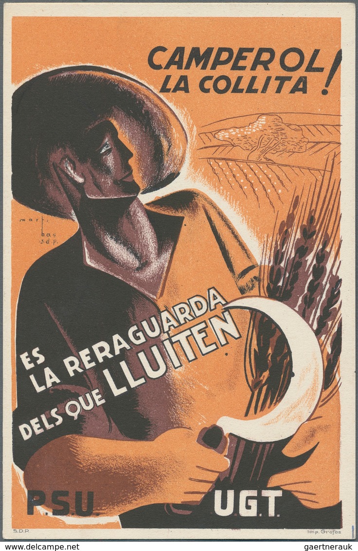 Ansichtskarten: Politik / Politics: SPANISCHER BÜRGERKRIEG 1936/1939, Katalanische Propagandakarte D - Figuren