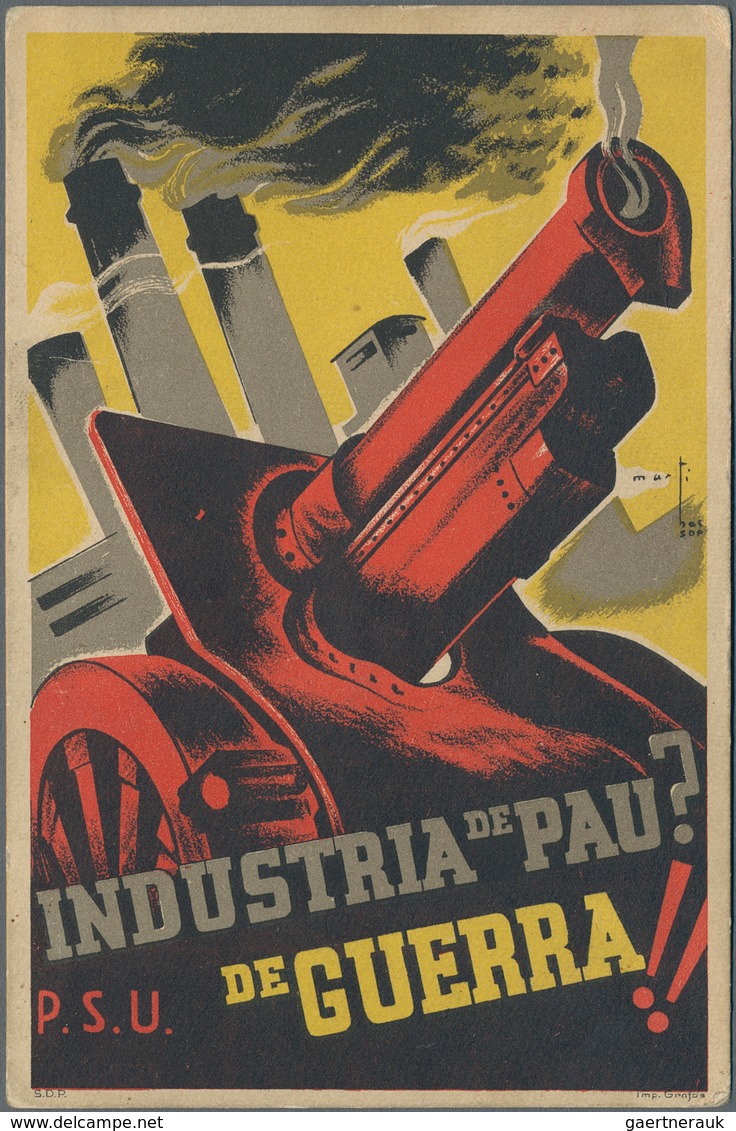 Ansichtskarten: Politik / Politics: SPANISCHER BÜRGERKRIEG 1936/1939, Katalanische Propagandakarte D - Figuren