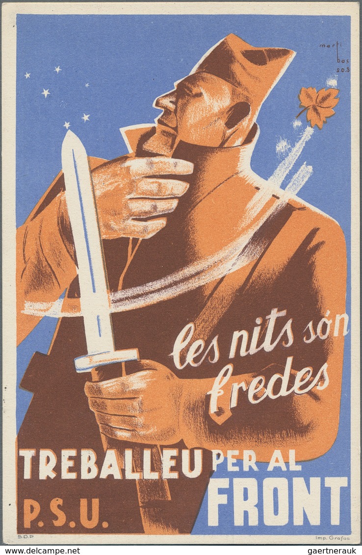 Ansichtskarten: Politik / Politics: SPANISCHER BÜRGERKRIEG 1936/1939, Katalanische Propagandakarte D - Personaggi