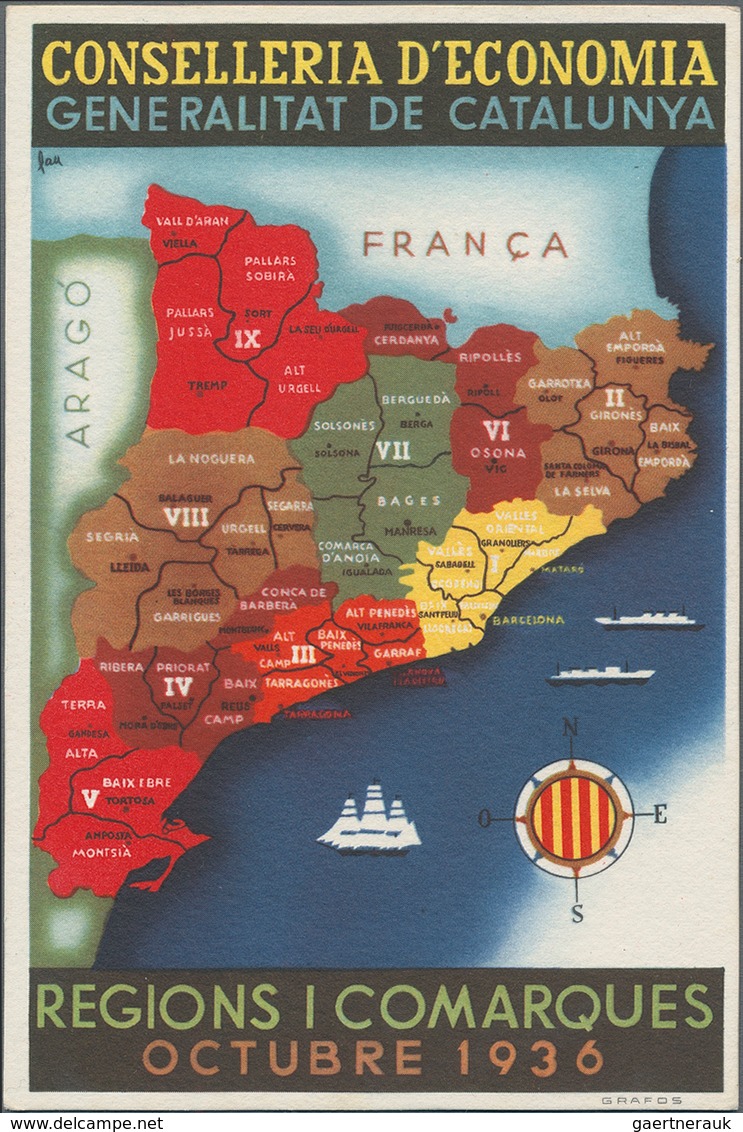 Ansichtskarten: Politik / Politics: SPANISCHER BÜRGERKRIEG 1936/1939, Katalanische Propagandakarte " - Figuren