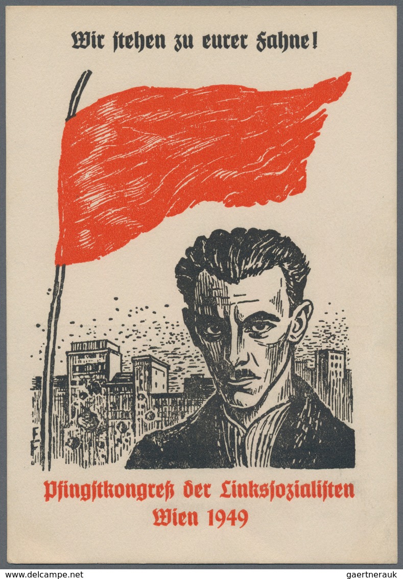 Ansichtskarten: Politik / Politics: 1949, "Wir Stehen Zu Eurer Fahen!", Pfingskogreß Der Linkssozial - Figuren