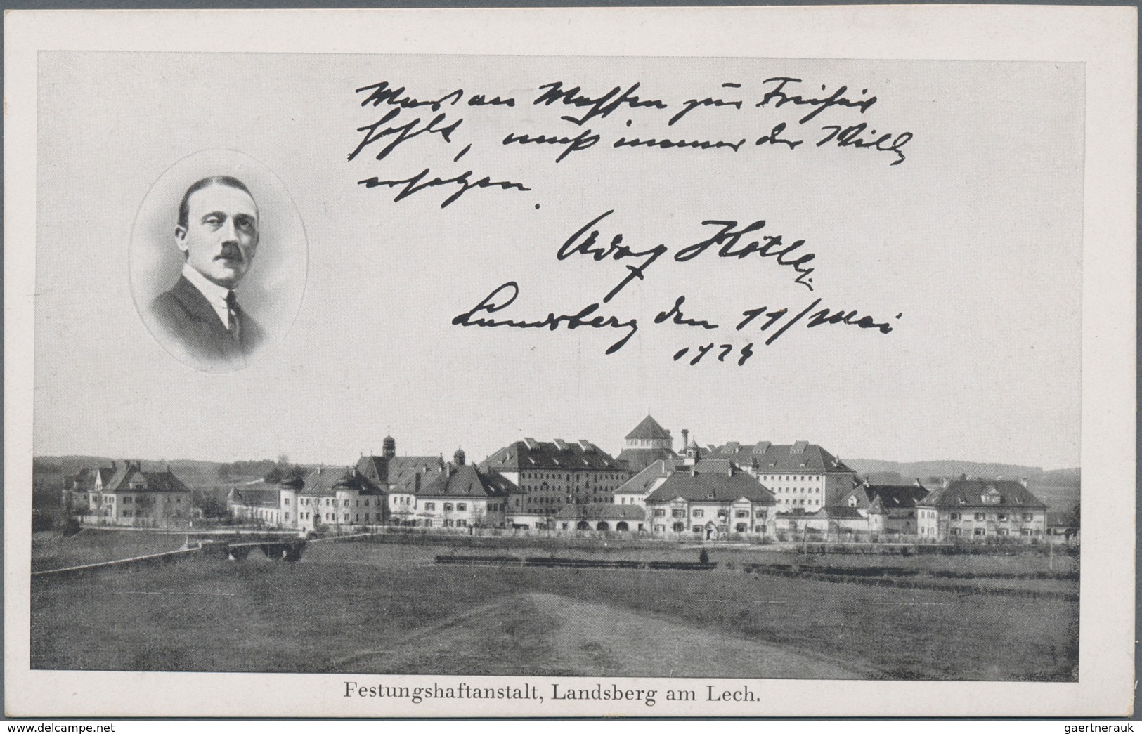 Ansichtskarten: Propaganda: 1924, "Adolf HITLER Festungshaftanstalt Landsberg Am Lech" Mit Abbildung - Partiti Politici & Elezioni