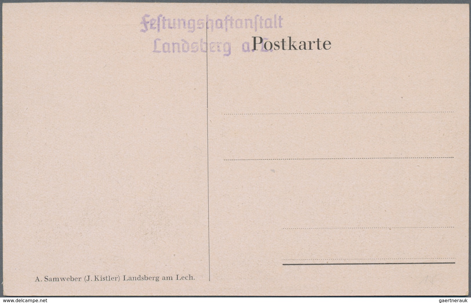 Ansichtskarten: Propaganda: 1924, "Adolf HITLER Festungshaftanstalt Landsberg Am Lech" Mit Abbildung - Partiti Politici & Elezioni