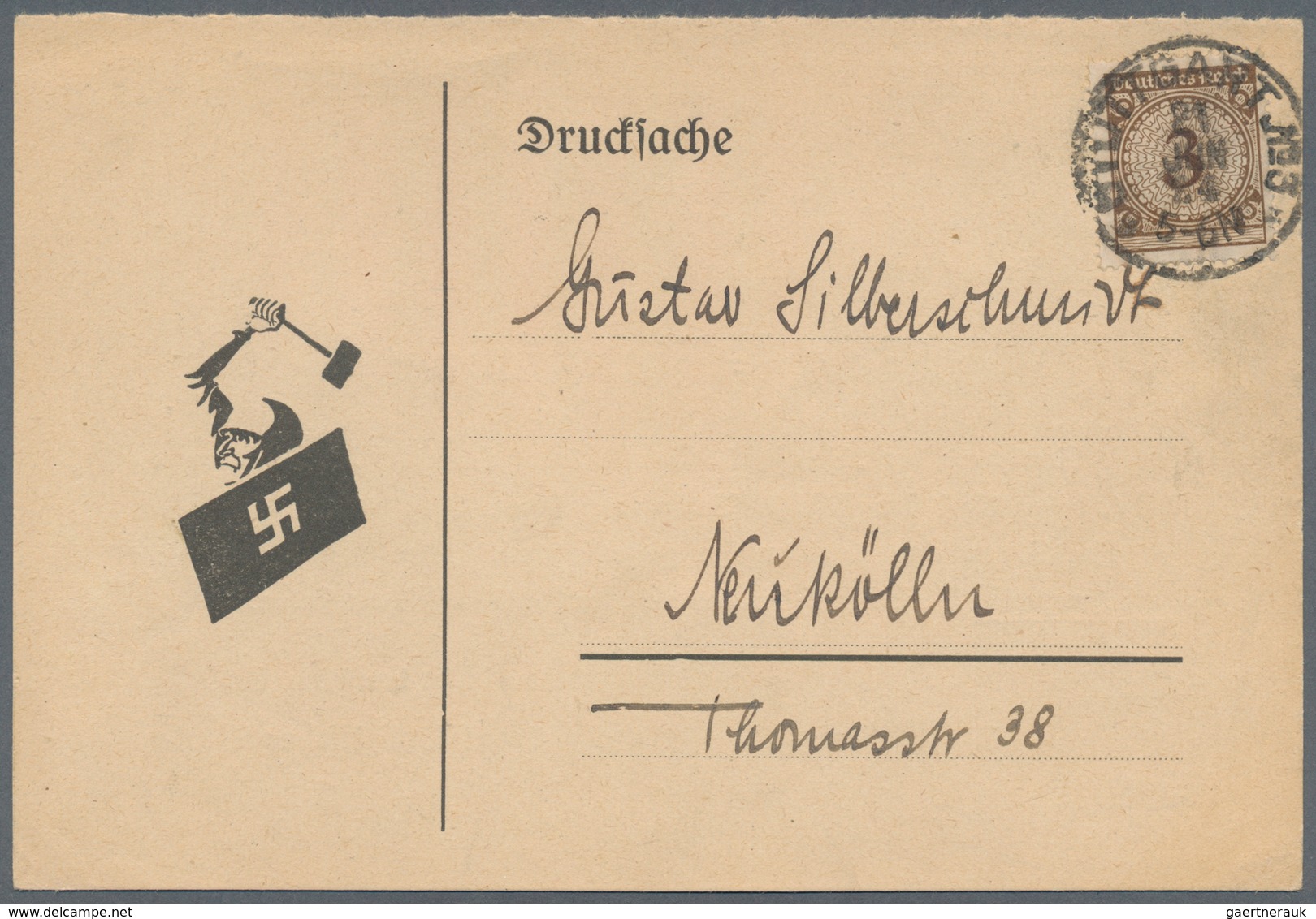 Ansichtskarten: Propaganda: 1924 Advertising Card For The Reich's Sturmfahne, An Influential Anti-Se - Parteien & Wahlen