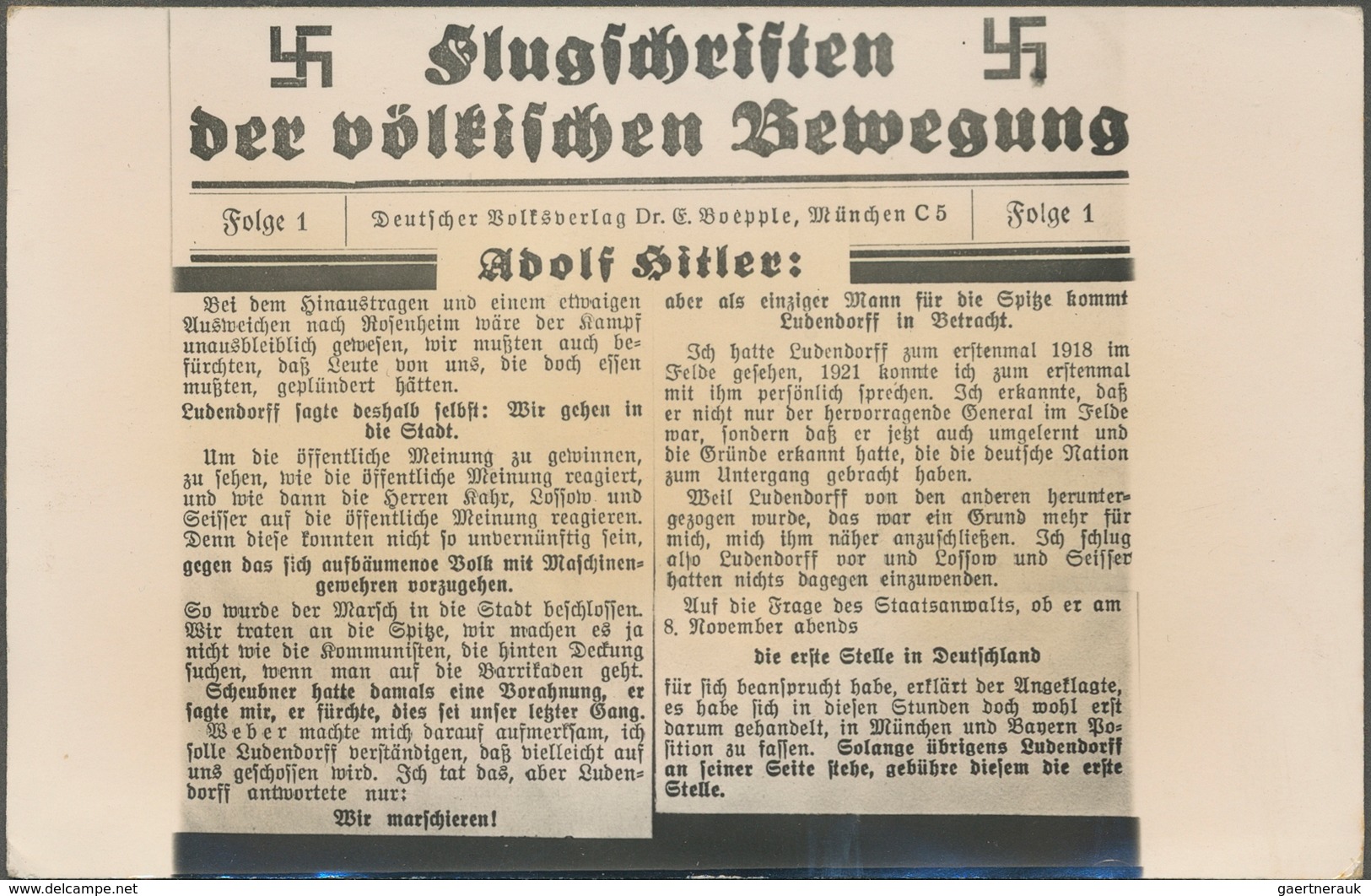 Ansichtskarten: Propaganda: 1924, "Flugschriften Der Völkischen Bewegung" Mit Text Von Adolf Hitler, - Partiti Politici & Elezioni