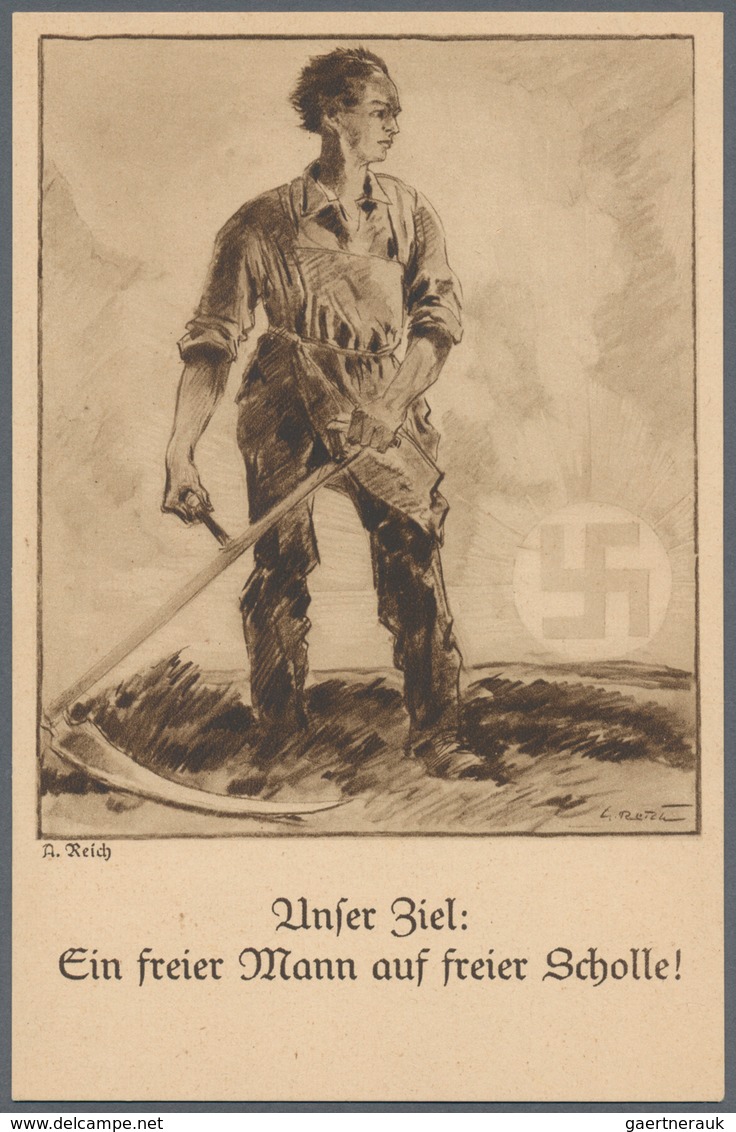 Ansichtskarten: Propaganda: 1930. Early NSDAP Propaganda Postcard Showing Stalwart German Farmer (Un - Partiti Politici & Elezioni
