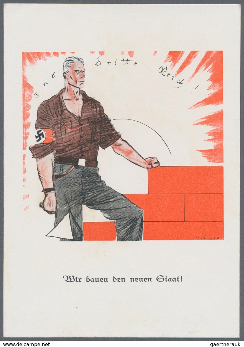 Ansichtskarten: Propaganda: 1931. Scarce NSDAP Propaganda Postcard Showing SA Man Building A Wall: " - Partiti Politici & Elezioni