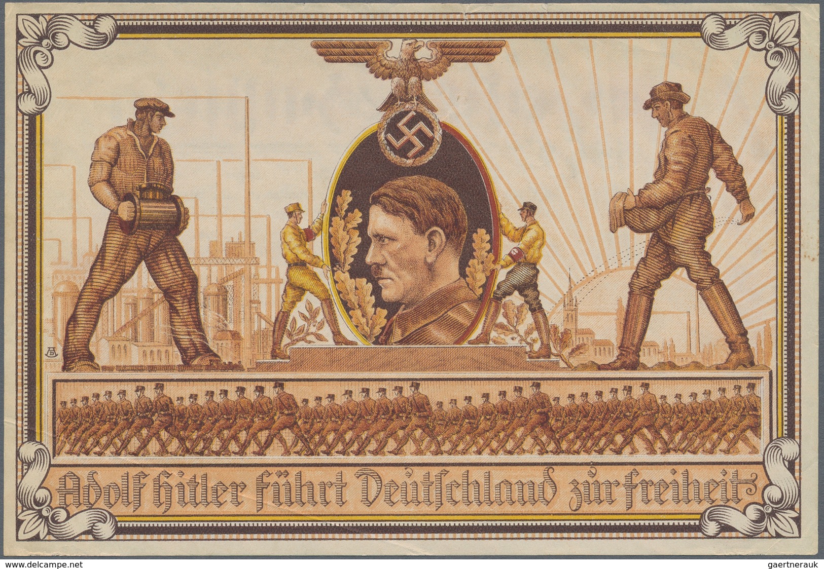 Ansichtskarten: Propaganda: 1932, "Hitler-Baustein", Baustein-Schein 50deutsche Reichspfennige, Beid - Politieke Partijen & Verkiezingen
