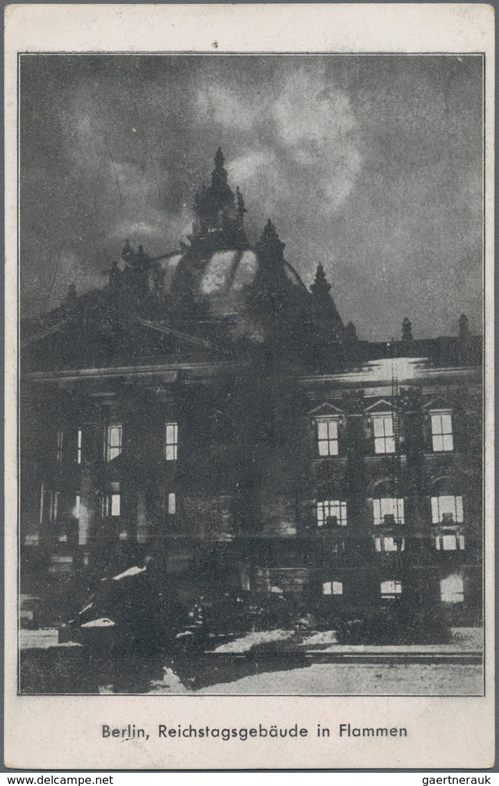 Ansichtskarten: Propaganda: 1933, "Reichstagsbrand" Berlin, Drei Historische Ansichtskarten, Alle Un - Partiti Politici & Elezioni
