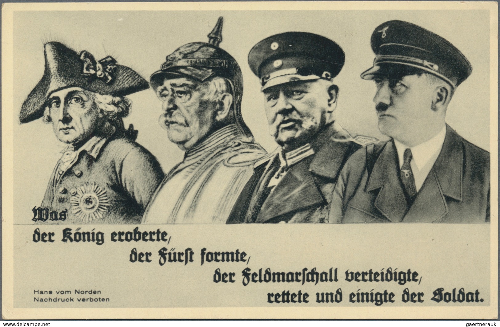 Ansichtskarten: Propaganda: 1933 Ca., "Was Der König Eroberte, Der Fürst Formte, Der Feldmarschall V - Partiti Politici & Elezioni