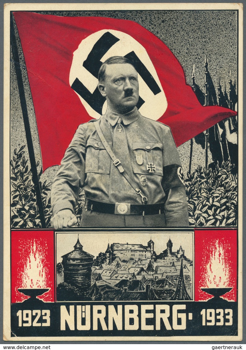 Ansichtskarten: Propaganda: 1933, Farbkarte "Reichsparteitag Nürnberg 1923-1933", Mit Abb. "Hitler V - Partiti Politici & Elezioni