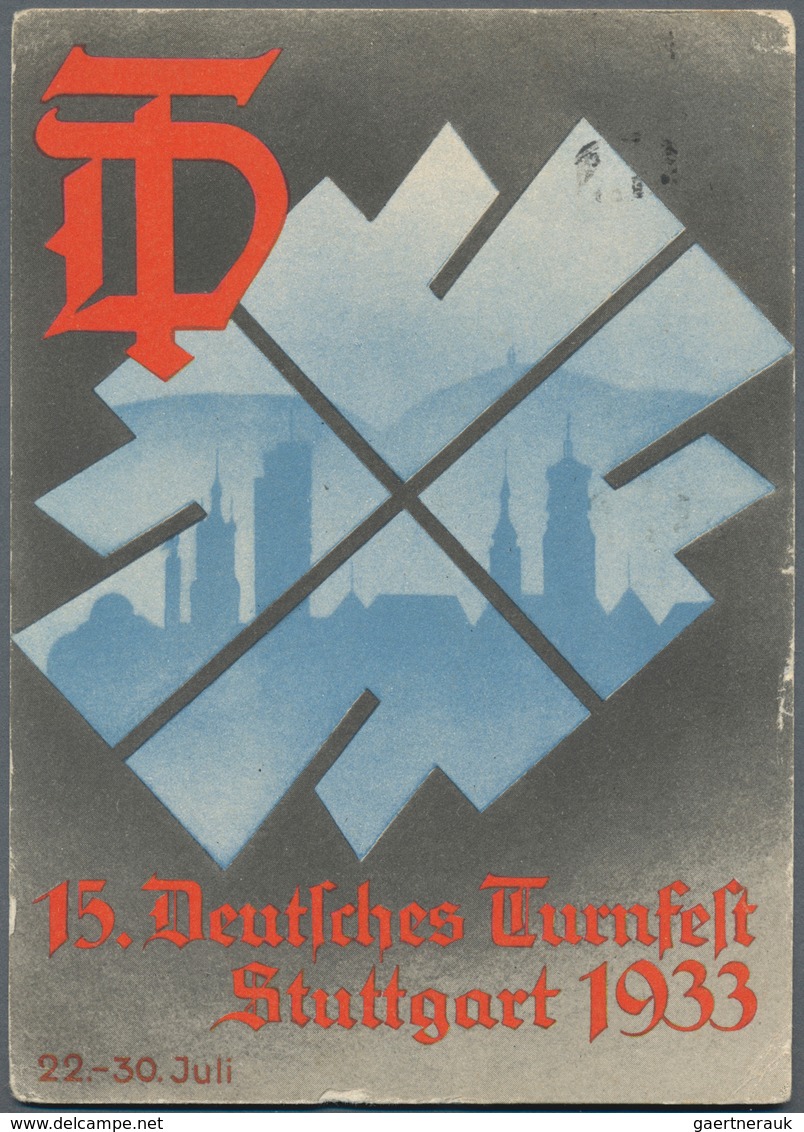 Ansichtskarten: Propaganda: 1933, "15. Deutsches Turnfest Stuttgart 1933", Drei Postalisch Gelaufene - Politieke Partijen & Verkiezingen
