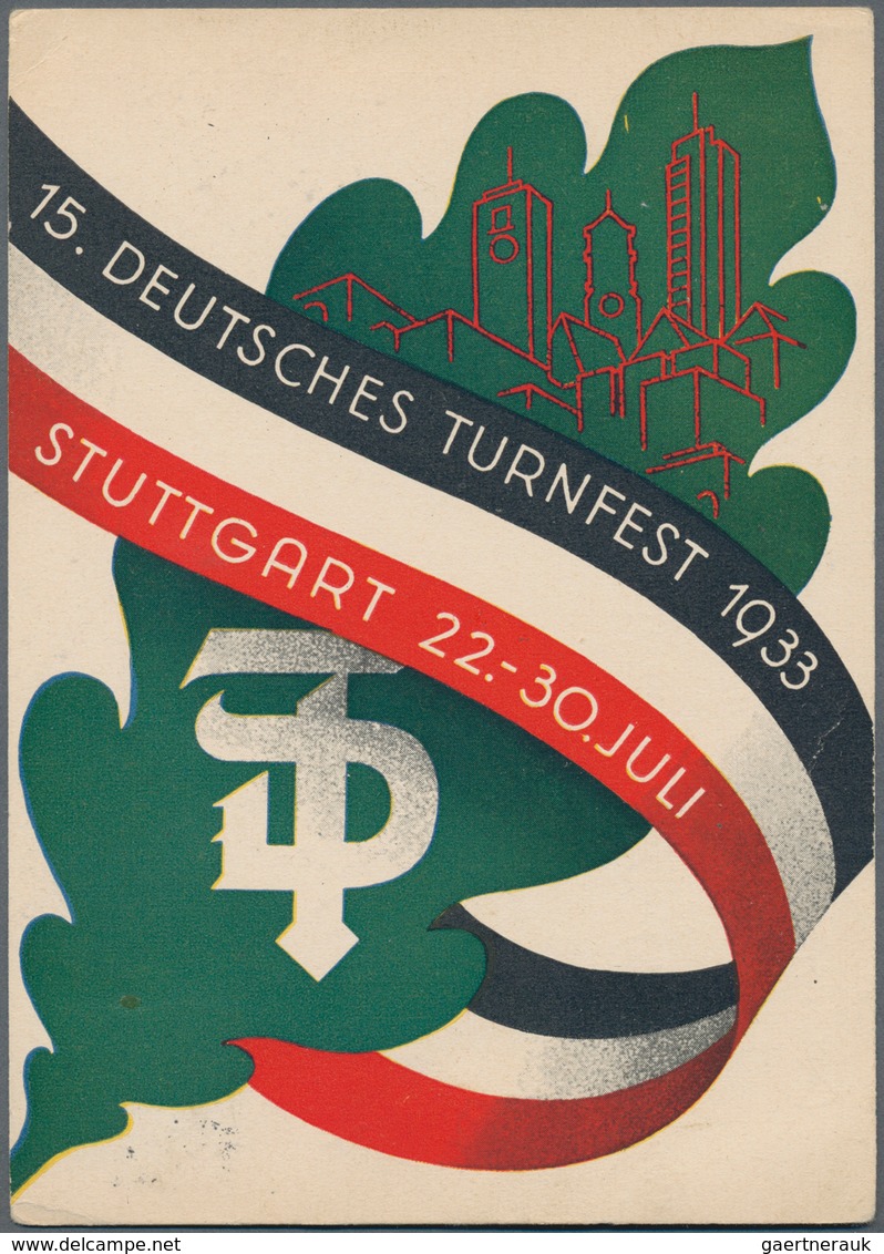 Ansichtskarten: Propaganda: 1933, "15. Deutsches Turnfest Stuttgart 1933", Drei Postalisch Gelaufene - Politieke Partijen & Verkiezingen