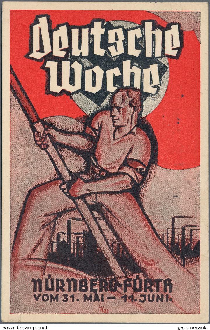 Ansichtskarten: Propaganda: 1933, "Deutsche Woche Nürnberg-Fürth", Kolorierte Propagandakarte Des In - Politieke Partijen & Verkiezingen