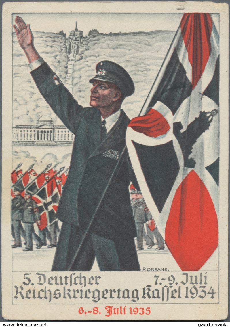 Ansichtskarten: Propaganda: 1934/1935, "5. Deutscher Reichskriegertag Kassel 1934", Kolorierte Großf - Partiti Politici & Elezioni