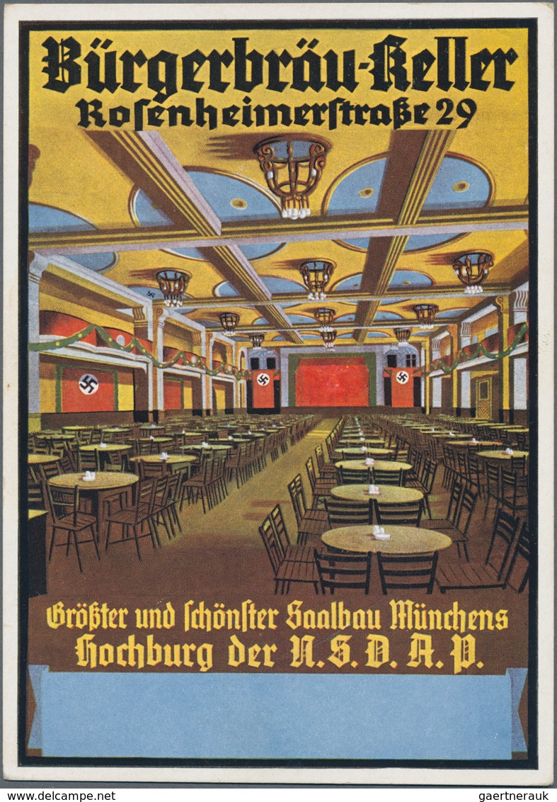 Ansichtskarten: Propaganda: 1935 Ca., "München Bürgerbräu-Keller Hochburg Der N.S.D.A.P.", Koloriert - Partiti Politici & Elezioni