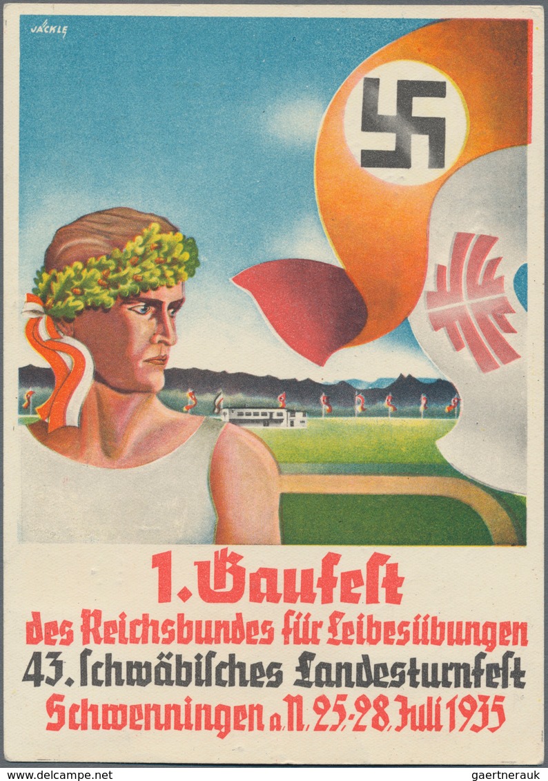 Ansichtskarten: Propaganda: 1935, "1. Gaufest Des Reichsbundes Für Leibesübungen 43. Schwäbisches La - Partiti Politici & Elezioni