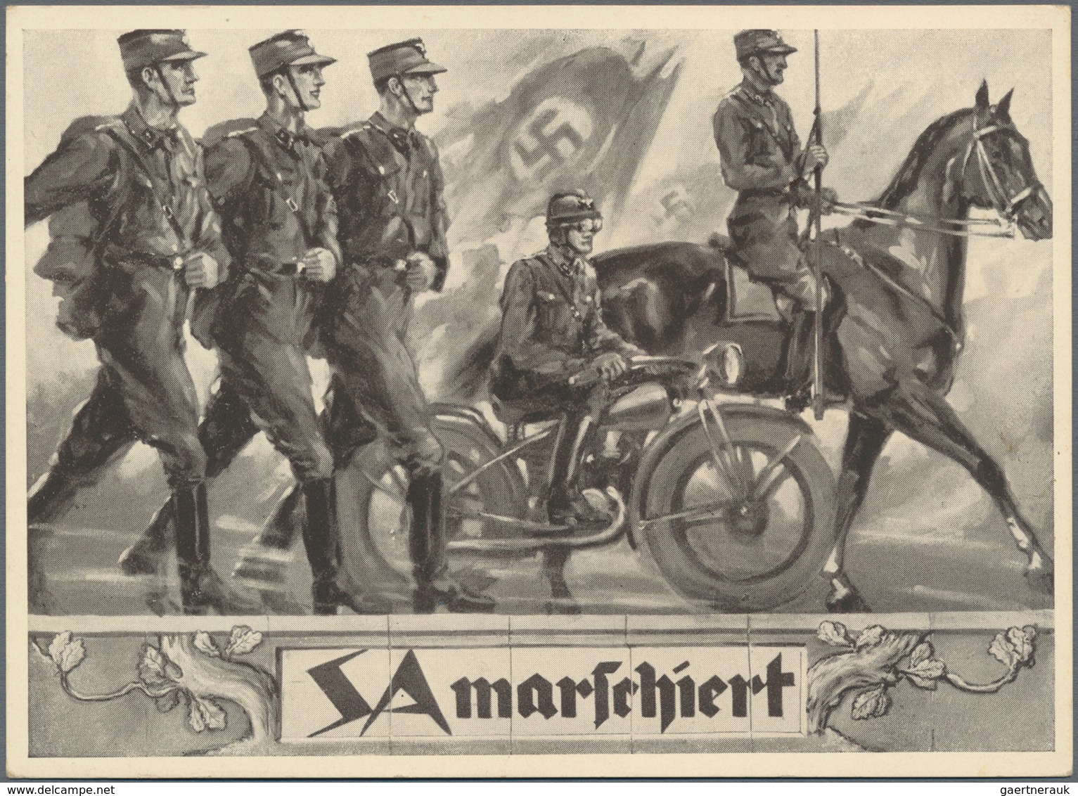 Ansichtskarten: Propaganda: 1935 Ca., "SA Marschiert", Großformatige Propagandakarte Mit Abbildung S - Partiti Politici & Elezioni