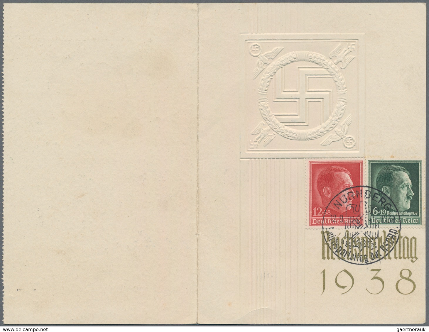 Ansichtskarten: Propaganda: 1938, Eintrittskarte "Reichsparteitag Nürnberg 1938", Schlußkongreß Klap - Politieke Partijen & Verkiezingen