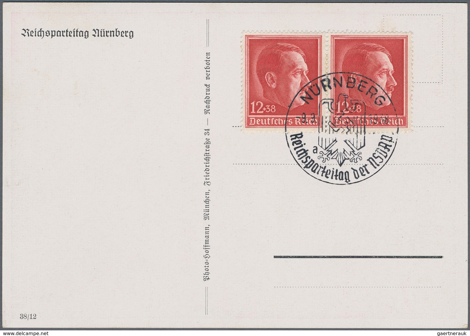 Ansichtskarten: Propaganda: 1938, "Reichsparteitag Nürnberg", Großformatige Kolorierte Parteitagskar - Partiti Politici & Elezioni