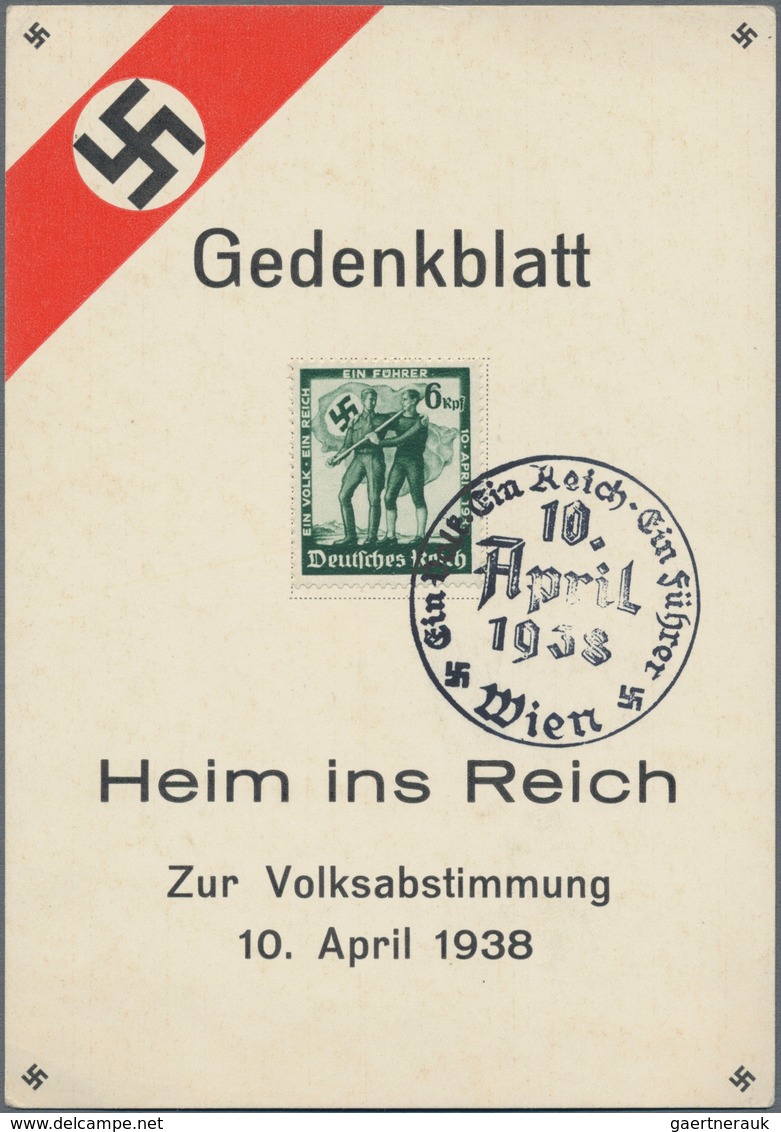 Ansichtskarten: Propaganda: 1938, "Heim Ins Reich Zur Volksabstimmung 10. April 1938", Koloriertes G - Partiti Politici & Elezioni
