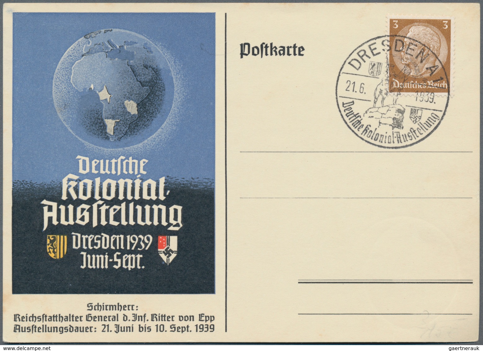 Ansichtskarten: Propaganda: 1938/1939. "Deutschland Deine Kolonien" Zwei Ausstellungskarten Und Eine - Partiti Politici & Elezioni