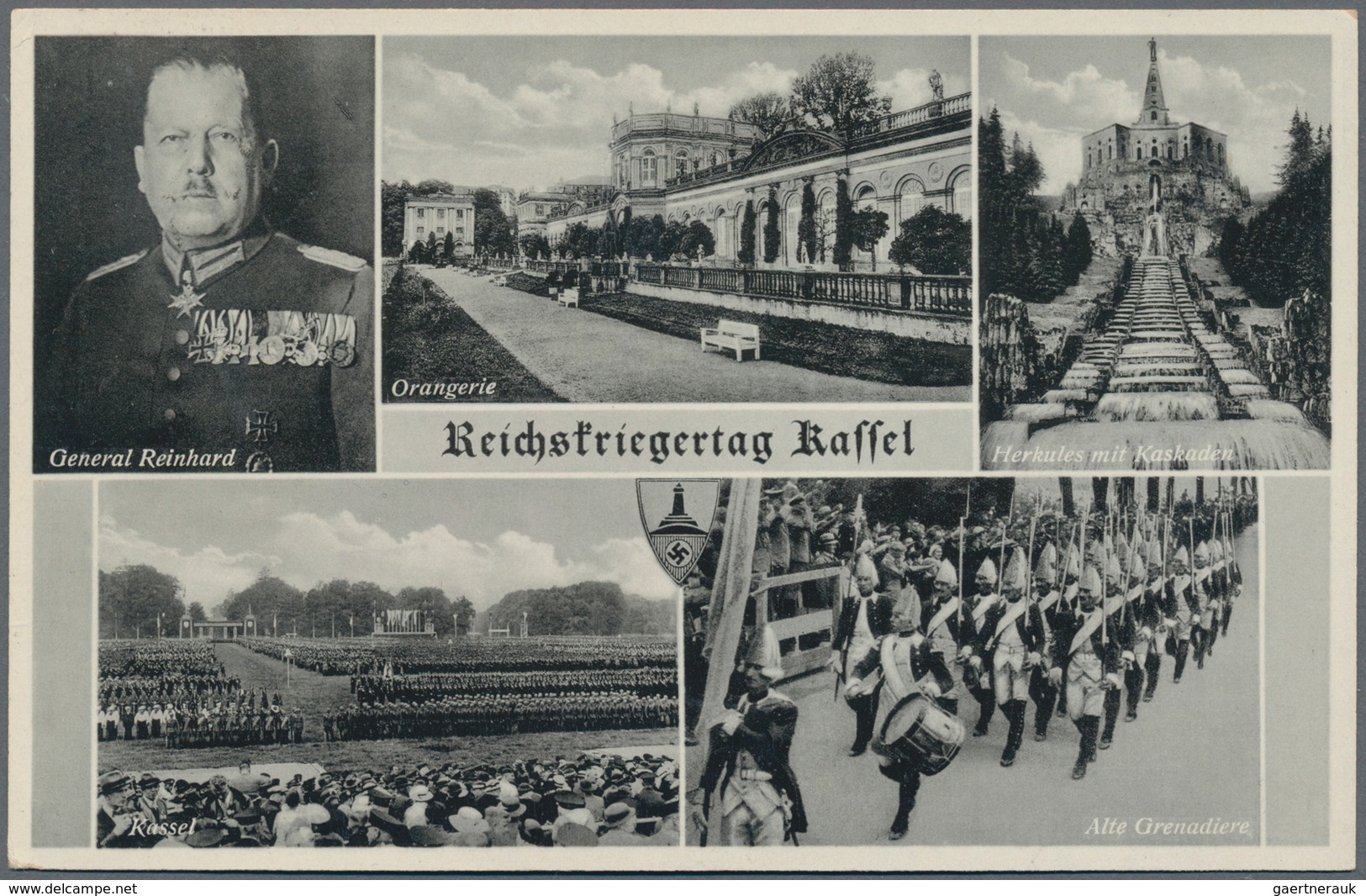 Ansichtskarten: Propaganda: 1939, "Reichskriegertag Kassel", Fotomehrbildkarte U.a. Mit General Rein - Partiti Politici & Elezioni