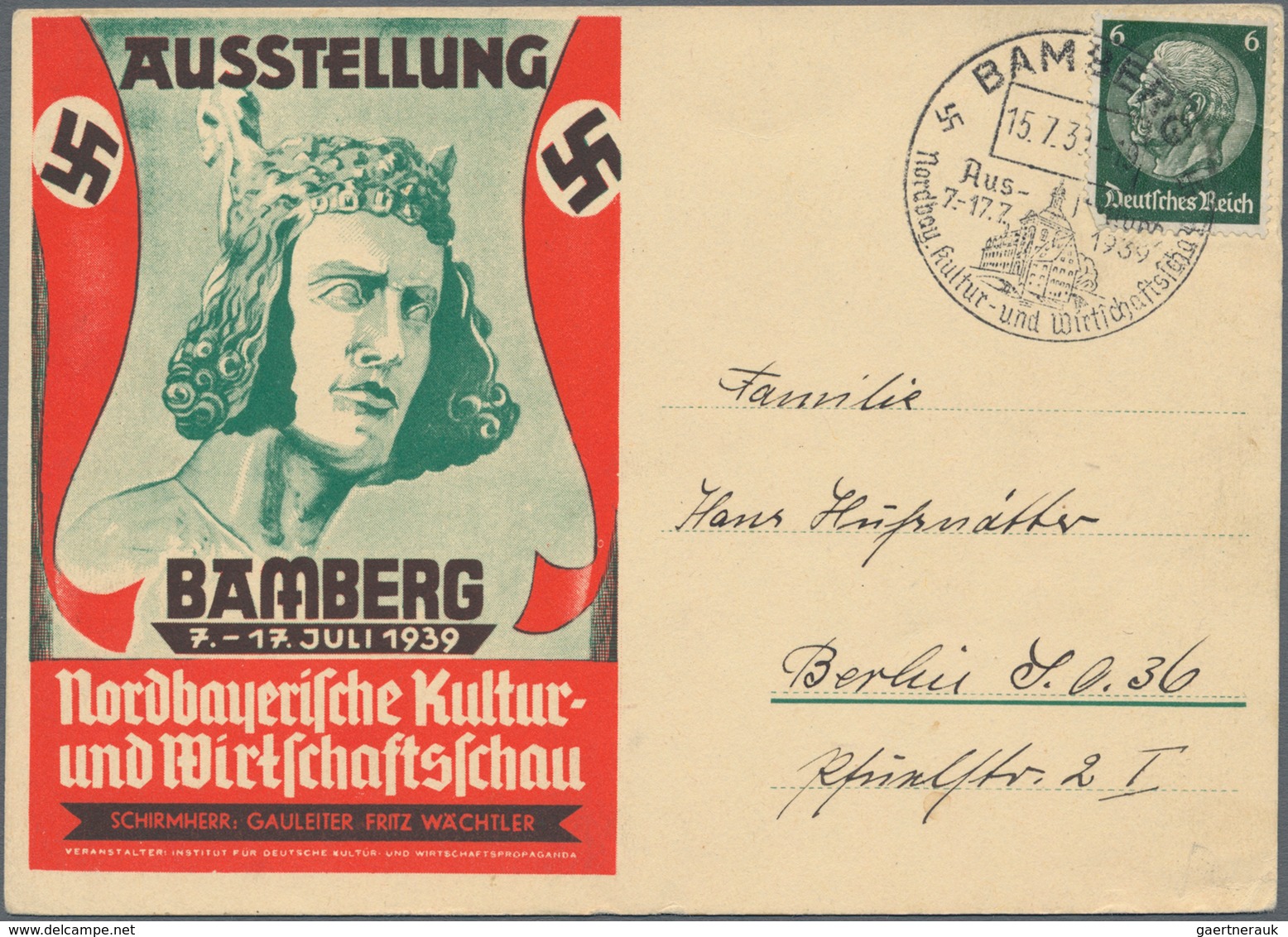 Ansichtskarten: Propaganda: 1939, BAMBERG, "Ausstellung Nordbayerische Kultur- Und Wirtschaftsschau" - Partiti Politici & Elezioni