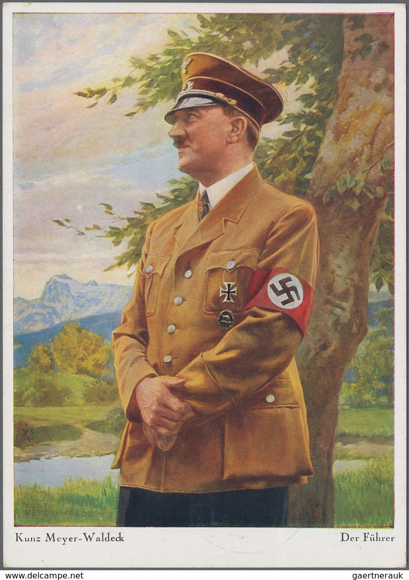 Ansichtskarten: Propaganda: 1940, "Der Führer", Großformatige Kolorierte Propagandakarte. Adolf HITL - Partiti Politici & Elezioni