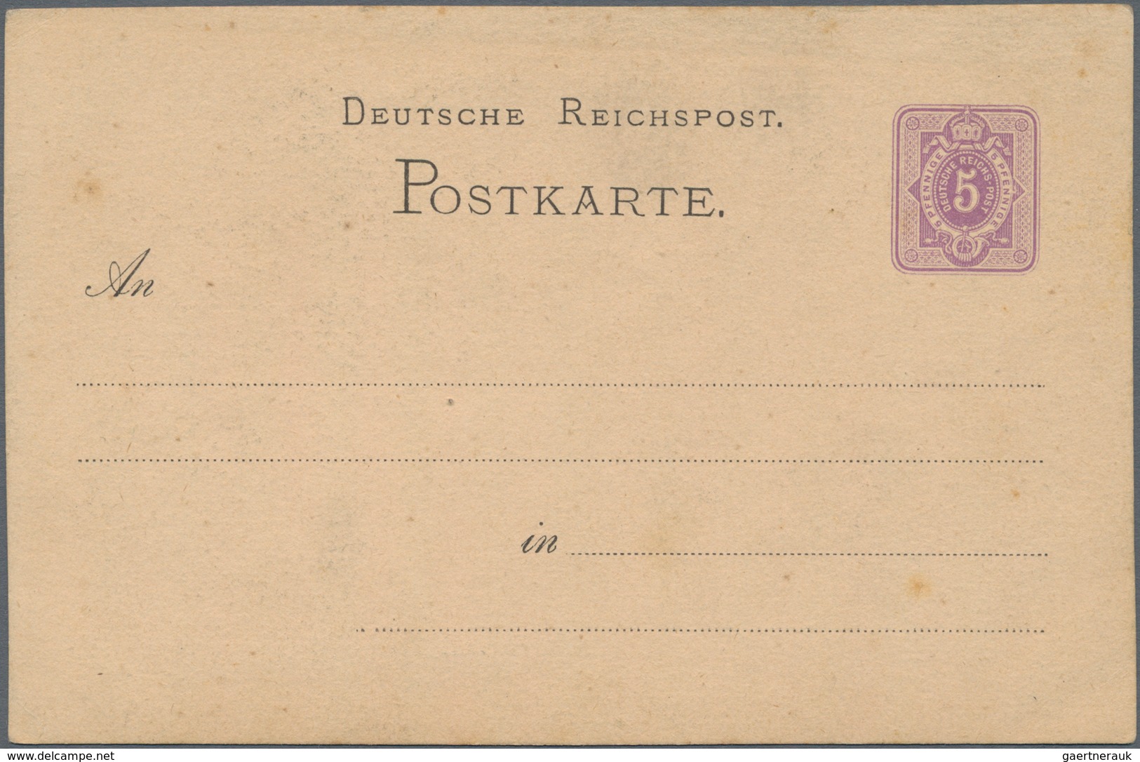 Ansichtskarten: Vorläufer: 1876 Ca., INSELBERG, Vorläuferkarte 5 Pf Lila Als Privatganzsache, Ungebr - Zonder Classificatie